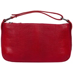 Lynn Baguette Red Lizard Leather Handbag
