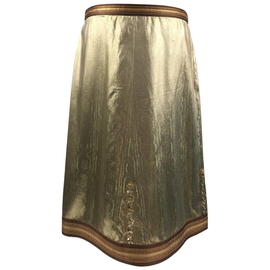 Rare 1960s Maria di Sant’Elena – Firenze, Gold Lame Skirt & Embellishments  For Sale