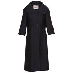 1950s Black Satin Evening Overcoat 