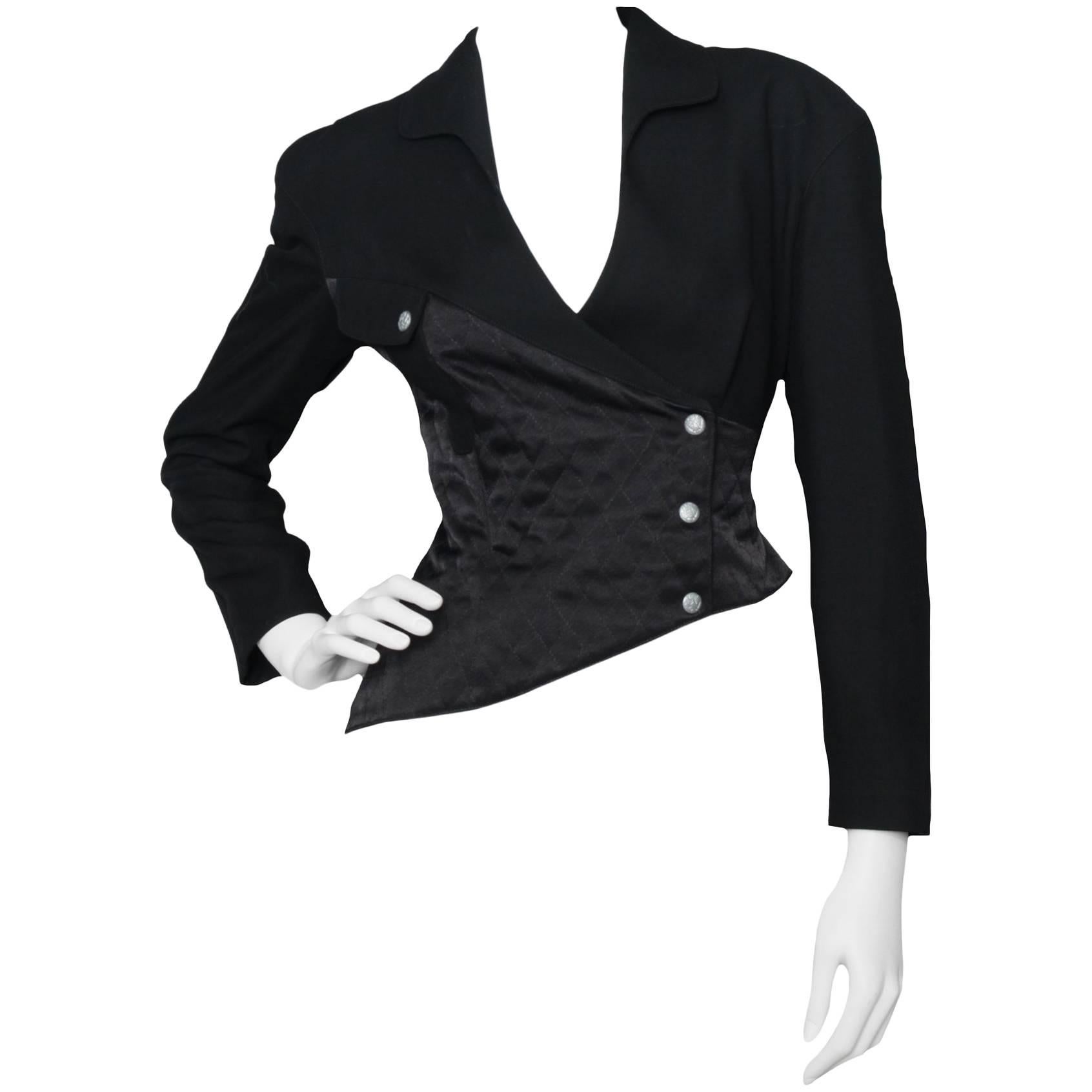 A 1980s Thierry Mugler Cropped Asymmetrical Jacket