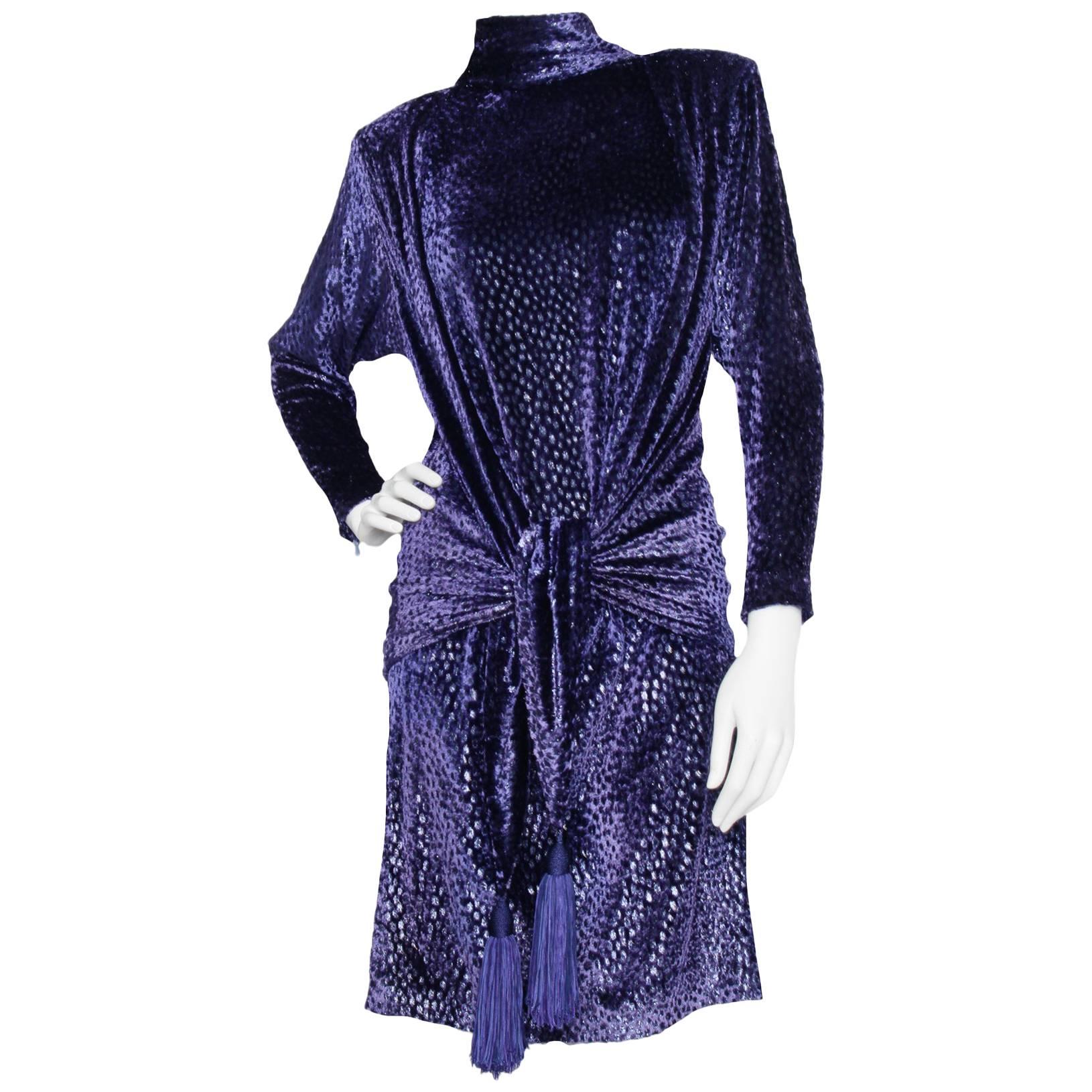 A Vintage Christian Dior by Ferré Silk Velvet Cocktail Dress For Sale