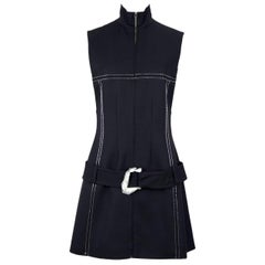 Claude Montana 1990s Black Beaded Dress With Matching Rhinestone Adorned Belt
