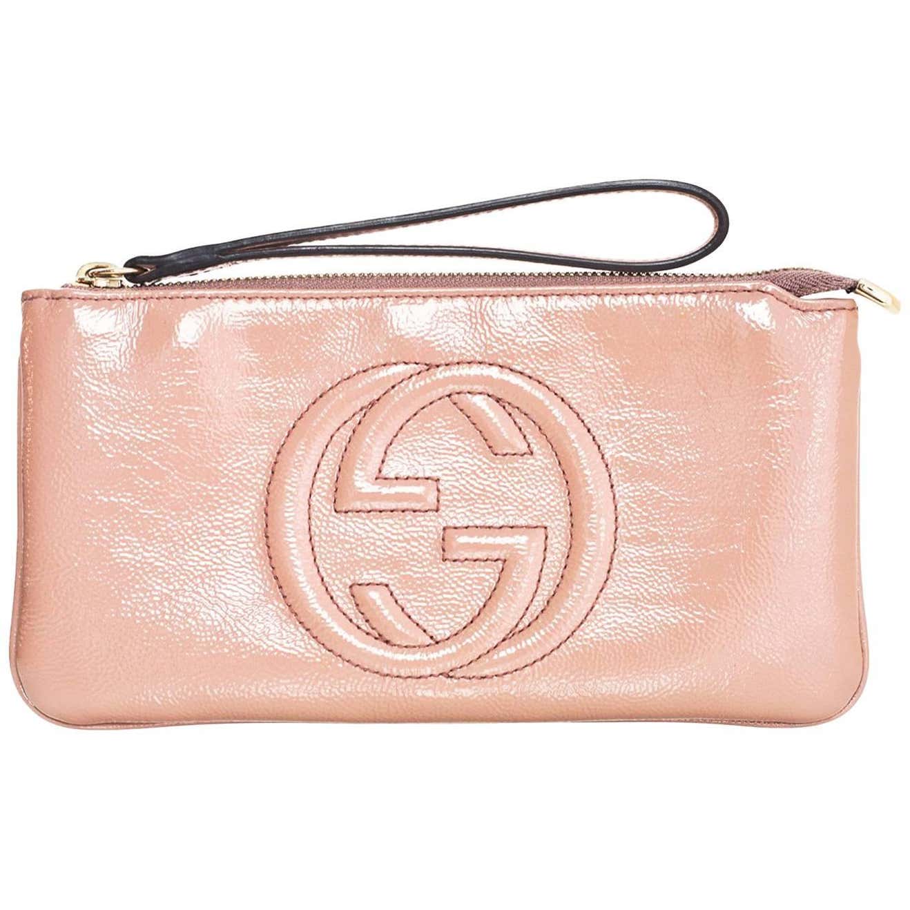 Gucci Beige Patent SoHo Wristlet Clutch Bag with Box For Sale at ...