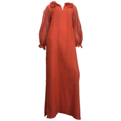 Retro Halston Tangerine Kaftan, 1970s 