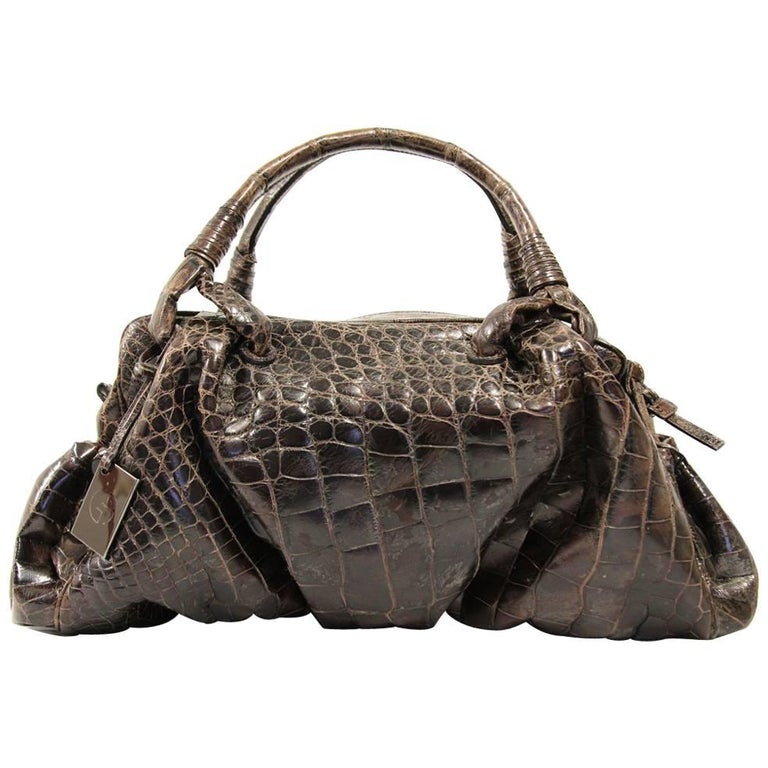 2000s Armani Brown Crocodile Leather Bag For Sale at 1stdibs