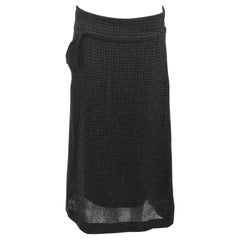 Yohji Yamamoto + Noir Charcoal Tweed A-Line Skirt with Silk Foldover Pocket