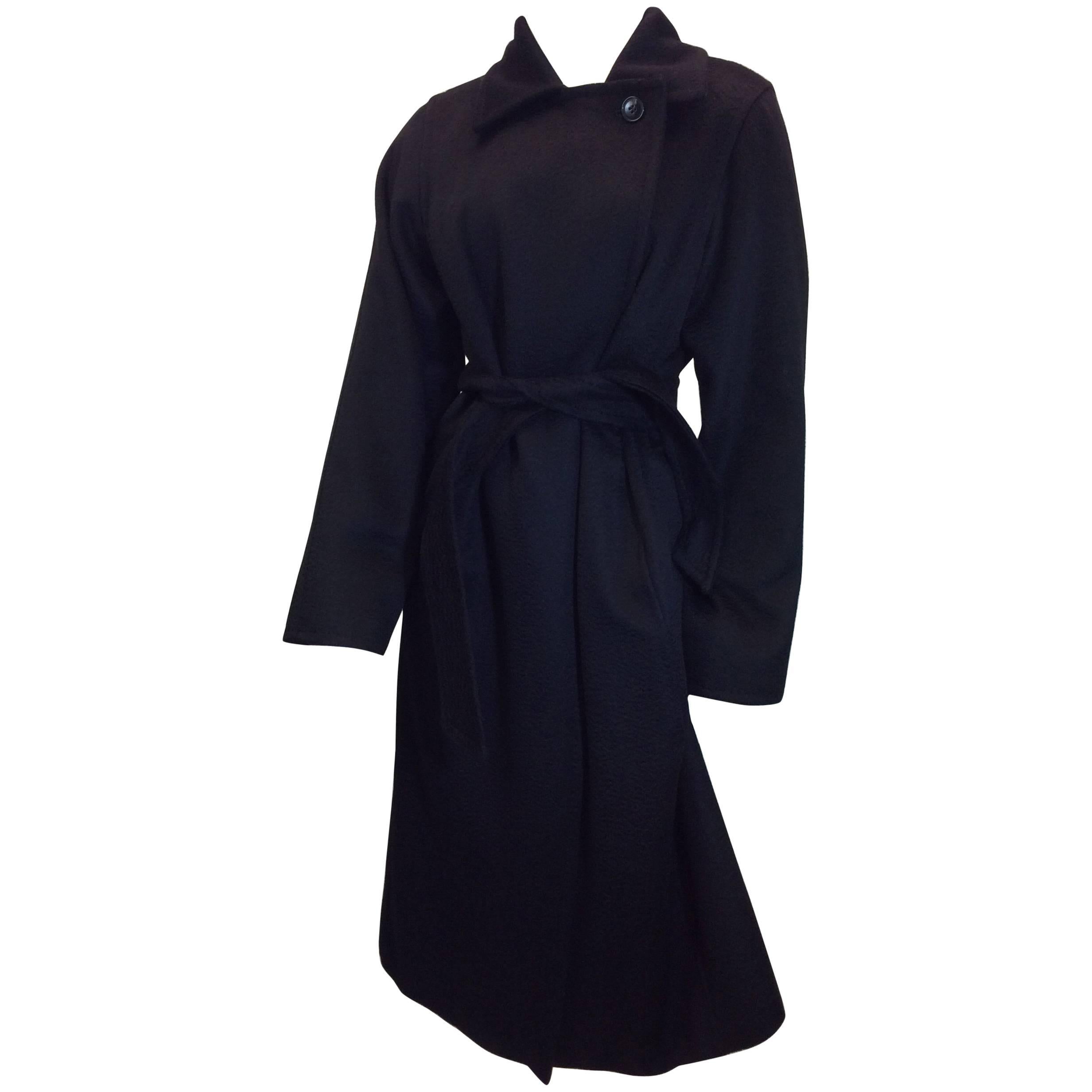 Maxmara Cashmere Black Wrap Belted Coat For Sale