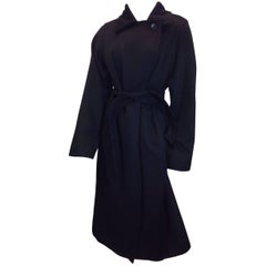Maxmara Cashmere Black Wrap Belted Coat