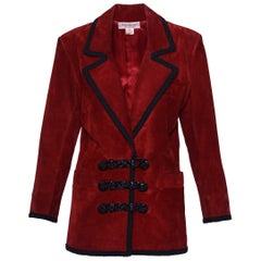 1980s YVES SAINT LAURENT Rive Gauche Red Suede Leather Jacket