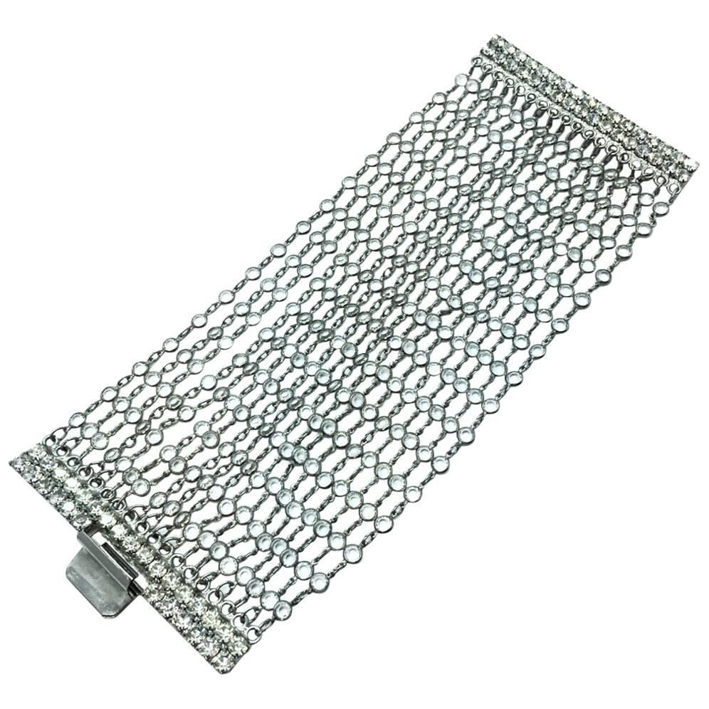 Late 1990s  Butler 
Wilson Crystal  18 Strand Silver Colour Cuff  Bracelet For Sale