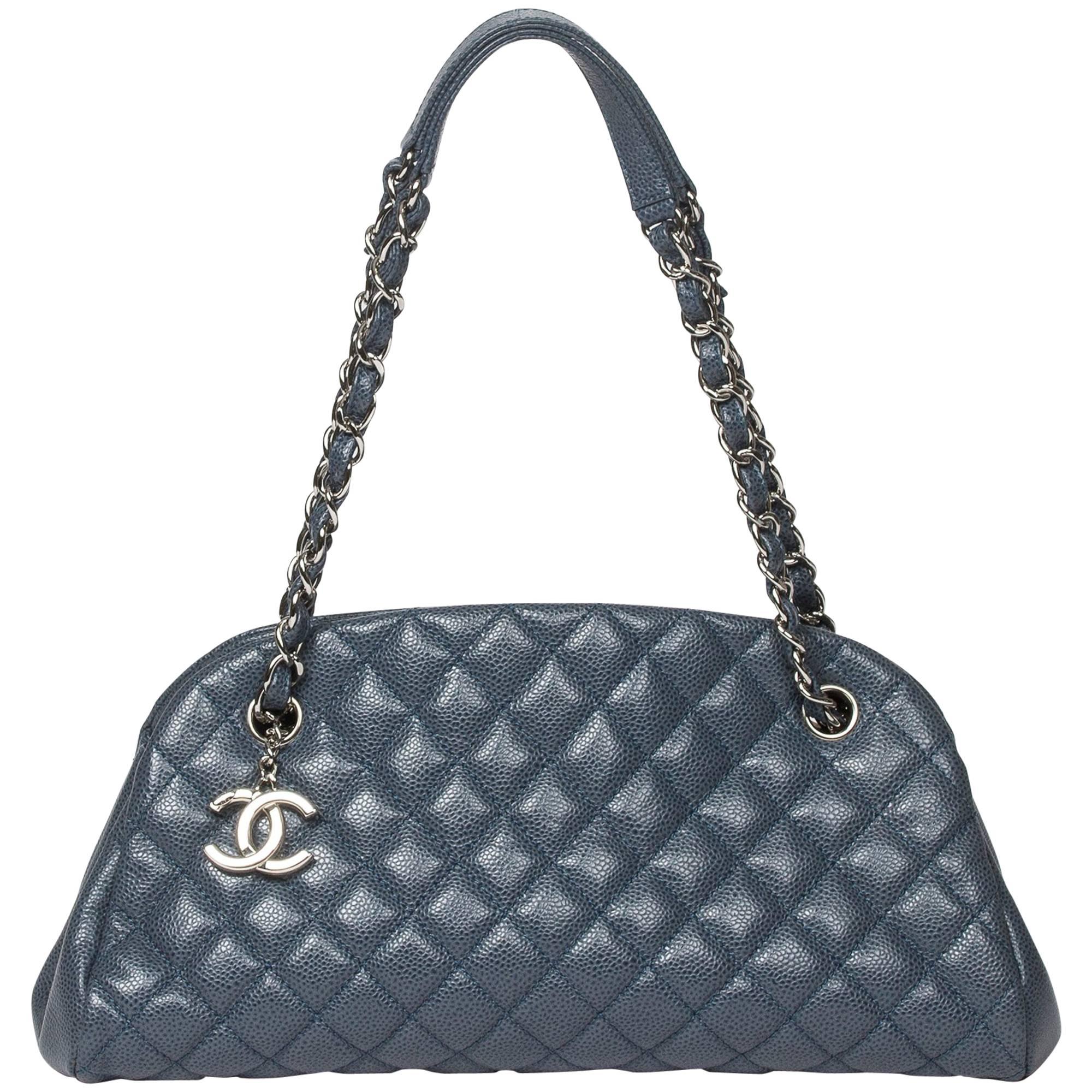 Chanel Handbag in light blue caviar quilted calf leather