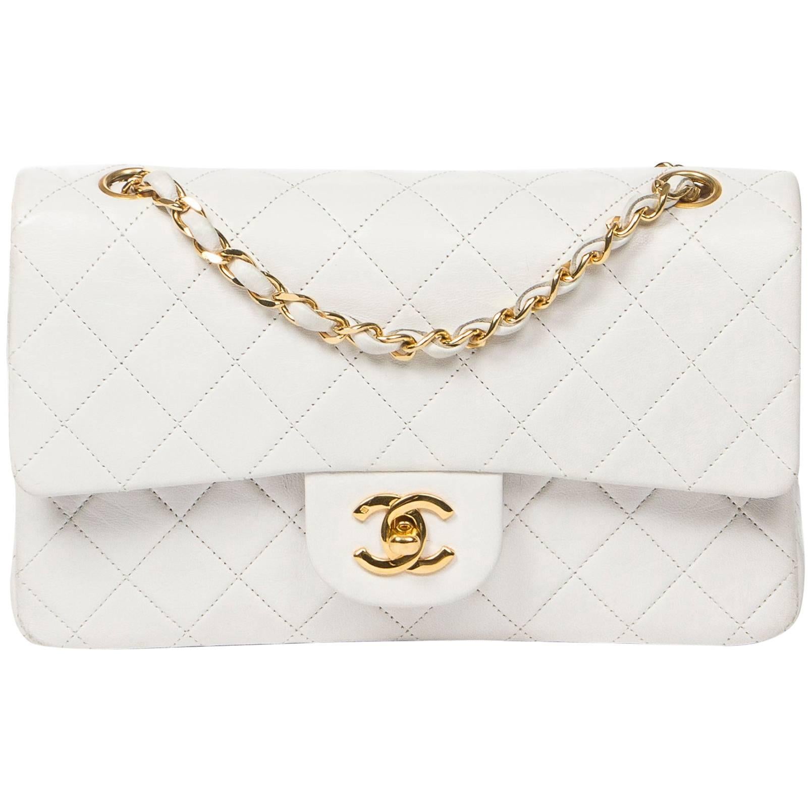 Chanel Classic Double Flap in white quilted calf leather