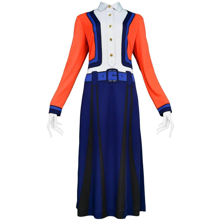 Roberta di Camerino Trompe Suit Red, Blue, Black, White Max Dress  For Sale