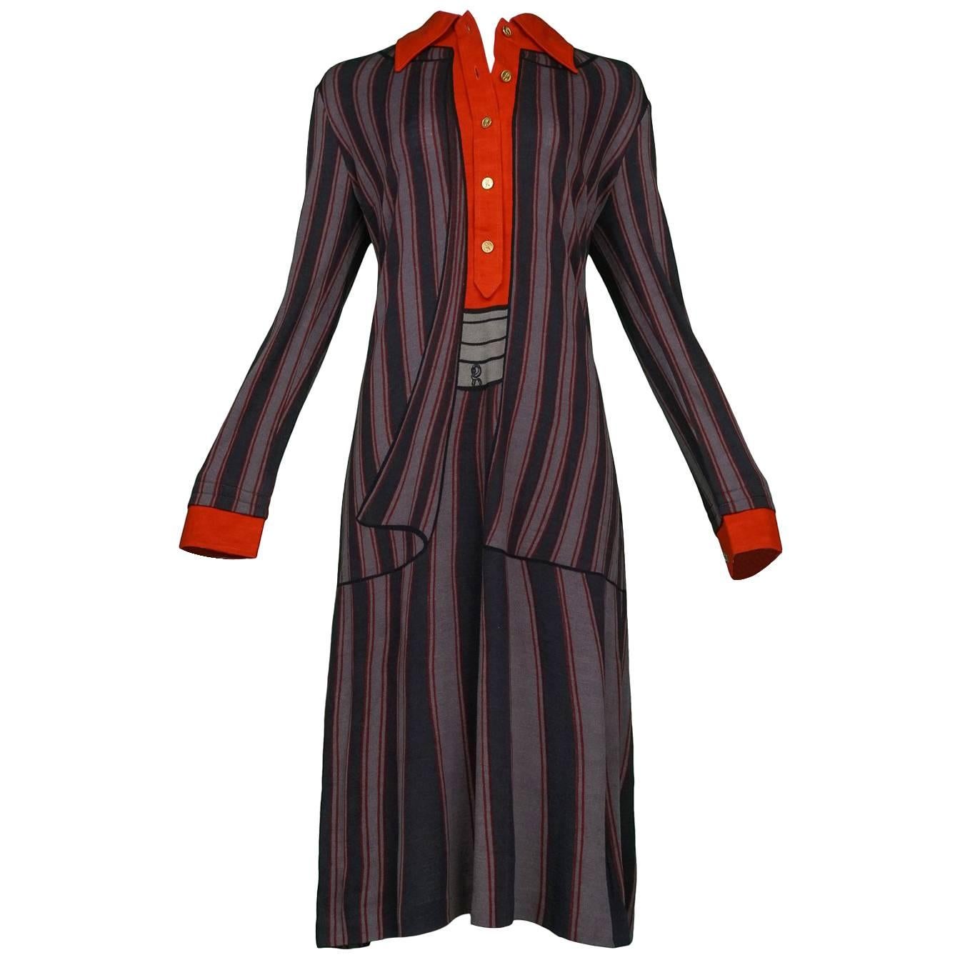 Roberta di Camerino Trompe Grey, Red & Black Day Dress