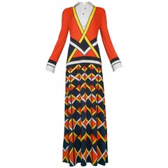 Vintage Red Yellow & Black Maxi Dress