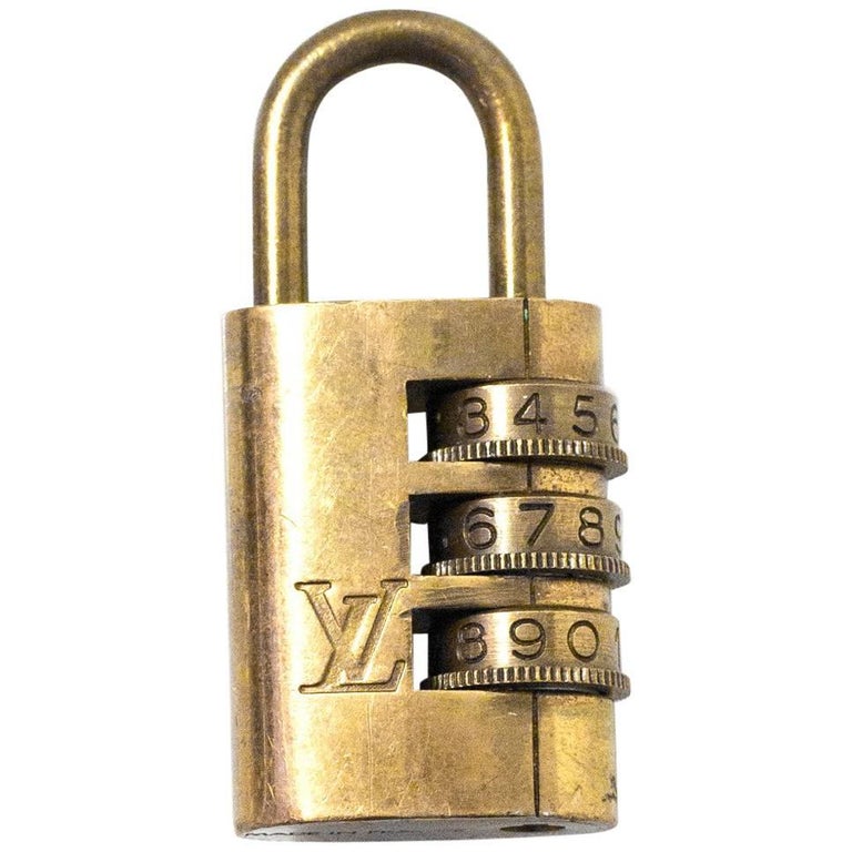 Repurposed vintage brass Louis Vuitton padlock 318 with layered