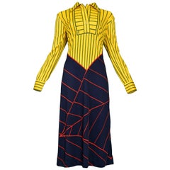Vintage Roberta di Camerino Yellow, Red & Blue Stripe Day Dress