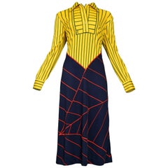 Vintage Roberta di Camerino Yellow, Red & Blue Stripe Day Dress 