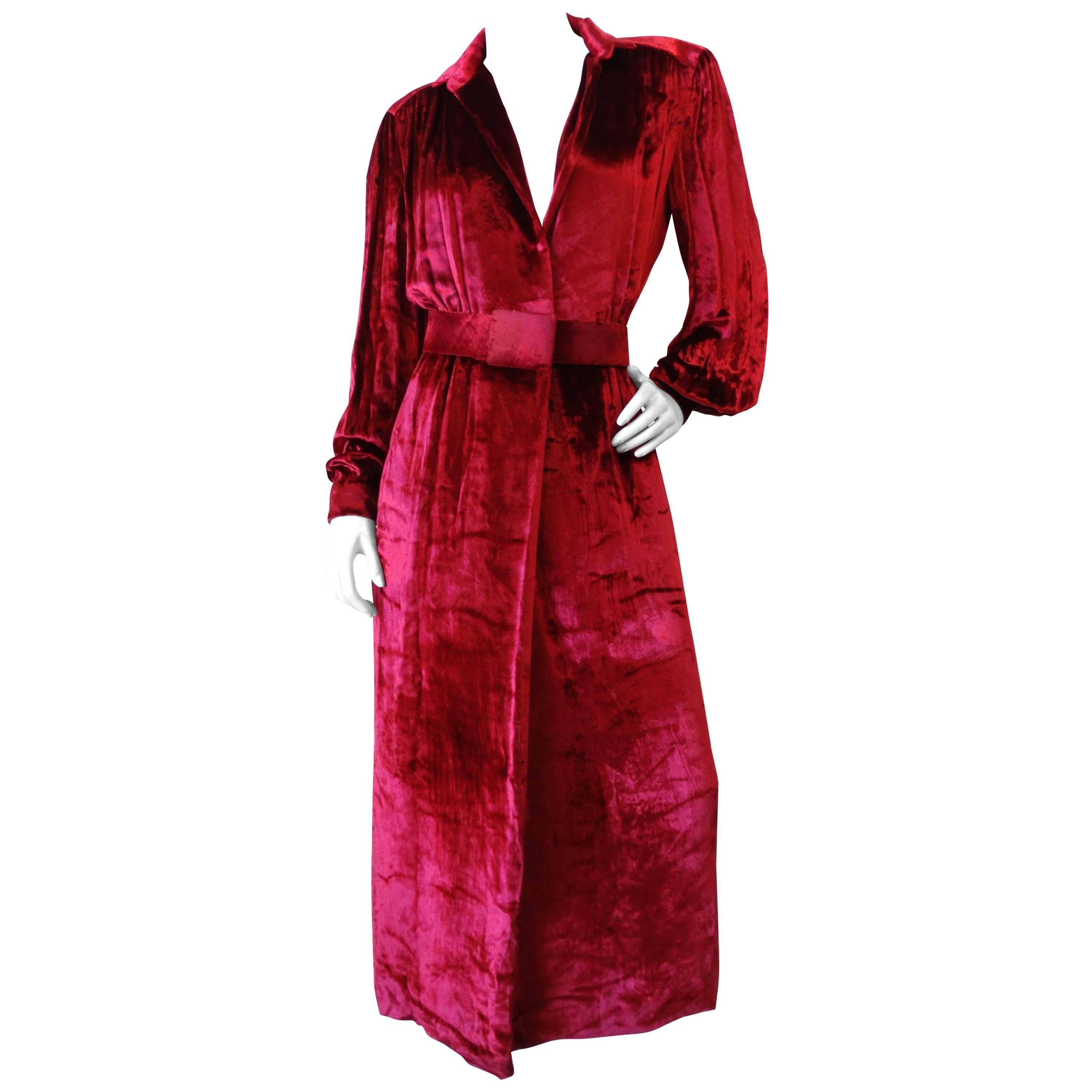 1980's William Travilla Crushed Velvet Dress  For Sale