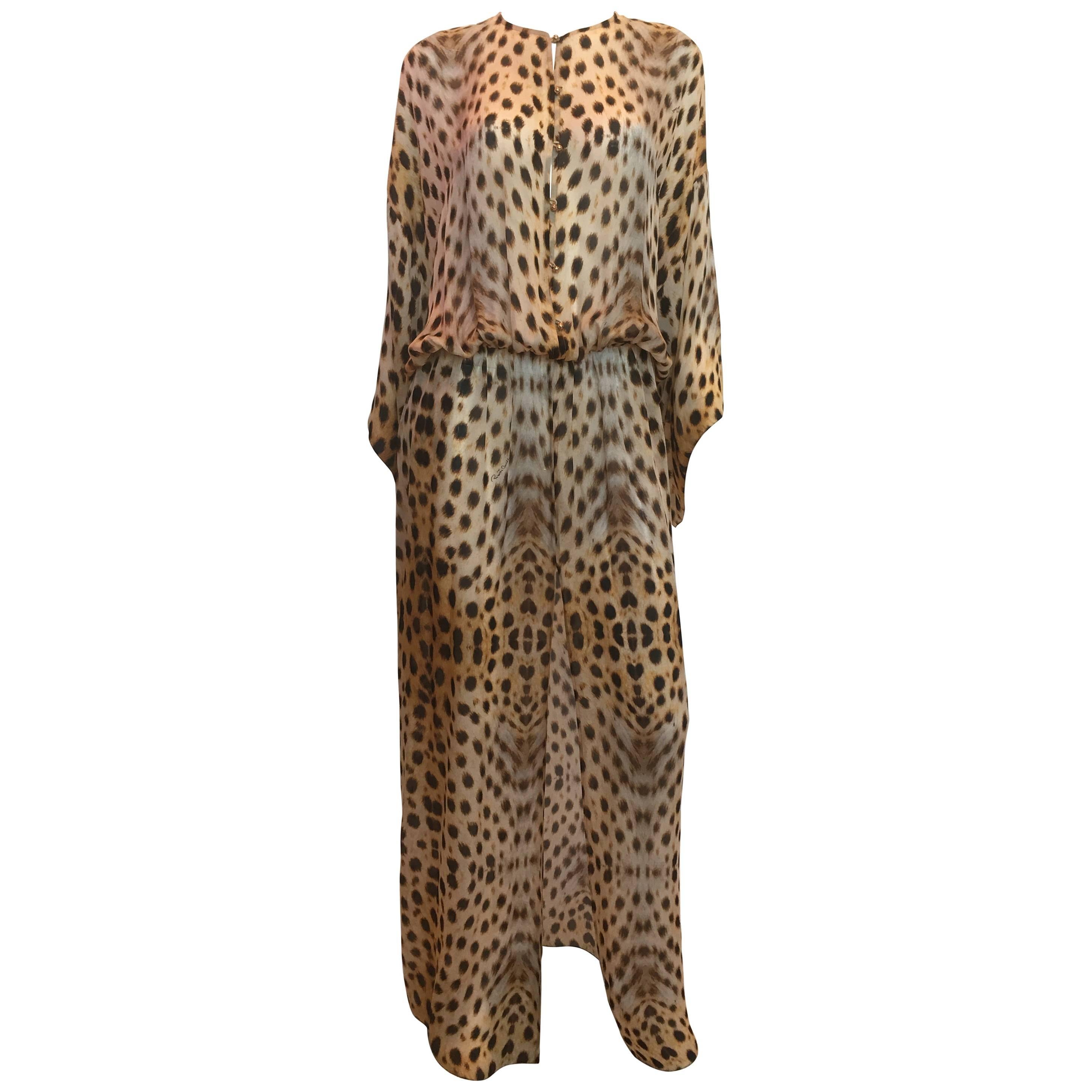 Roberto Cavalli Silk Leopard Print Dress