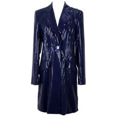 All About Eve Couture (Talbot Runhof) Midnight Blue Sequin Evening Jacket Coat