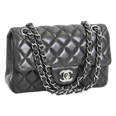 CHANEL Mini 'Timeless' Flap Bag in Quilted Smooth Black Leather