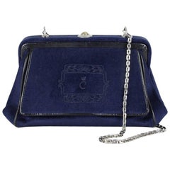 Retro Comtesse Navy Velvet Frame Shoulder Bag With Matching Coin Purse, 1950s/1960s