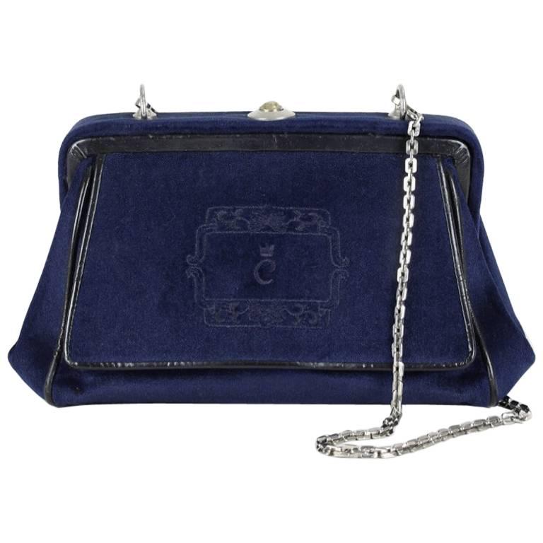 Comtesse Navy Velvet Frame Shoulder Bag With Matching Coin Purse, 1950s/1960s at 1stDibs