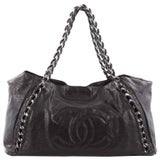 CHANEL Calfskin Large East West Modern Chain Tote White 895923