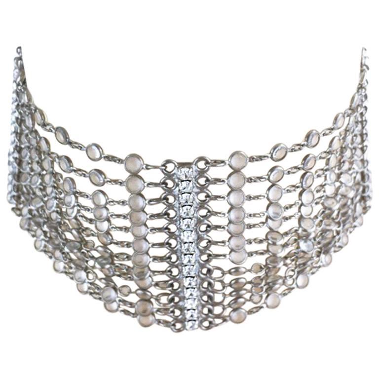 Late 1990s  Butler&Wilson Crystal 12 Strand Choker Necklace with Diamanté Spacer For Sale