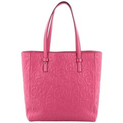 Salvatore Ferragamo Bonnie Lettering Tote Embossed Leather Large