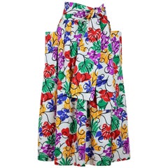 Yves Saint Laurent Rive Gauche 1980s Matisse Inspired Floral Cotton Sash Skirt 