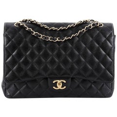 Chanel Classic Double Flap Bag Quilted Caviar Maxi
