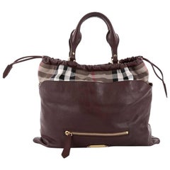 Burberry Big Crush Tote Leather and House Check Canvas Large