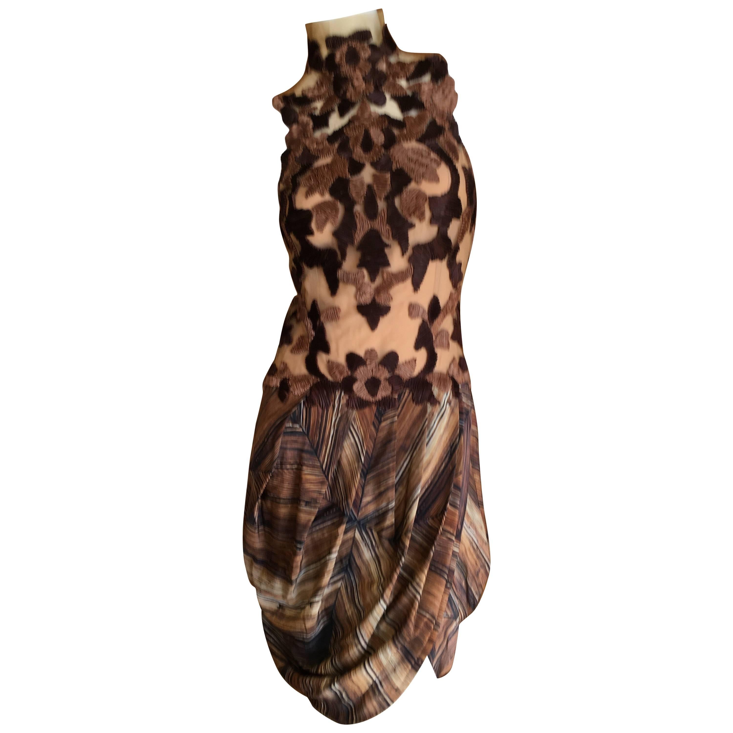 Rodarte Sleeveless Wood Grain Dress with Applique Top Spring 2011 For Sale