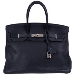 Hermes Birkin 35cm Indigo Blue Clemence Bag 6