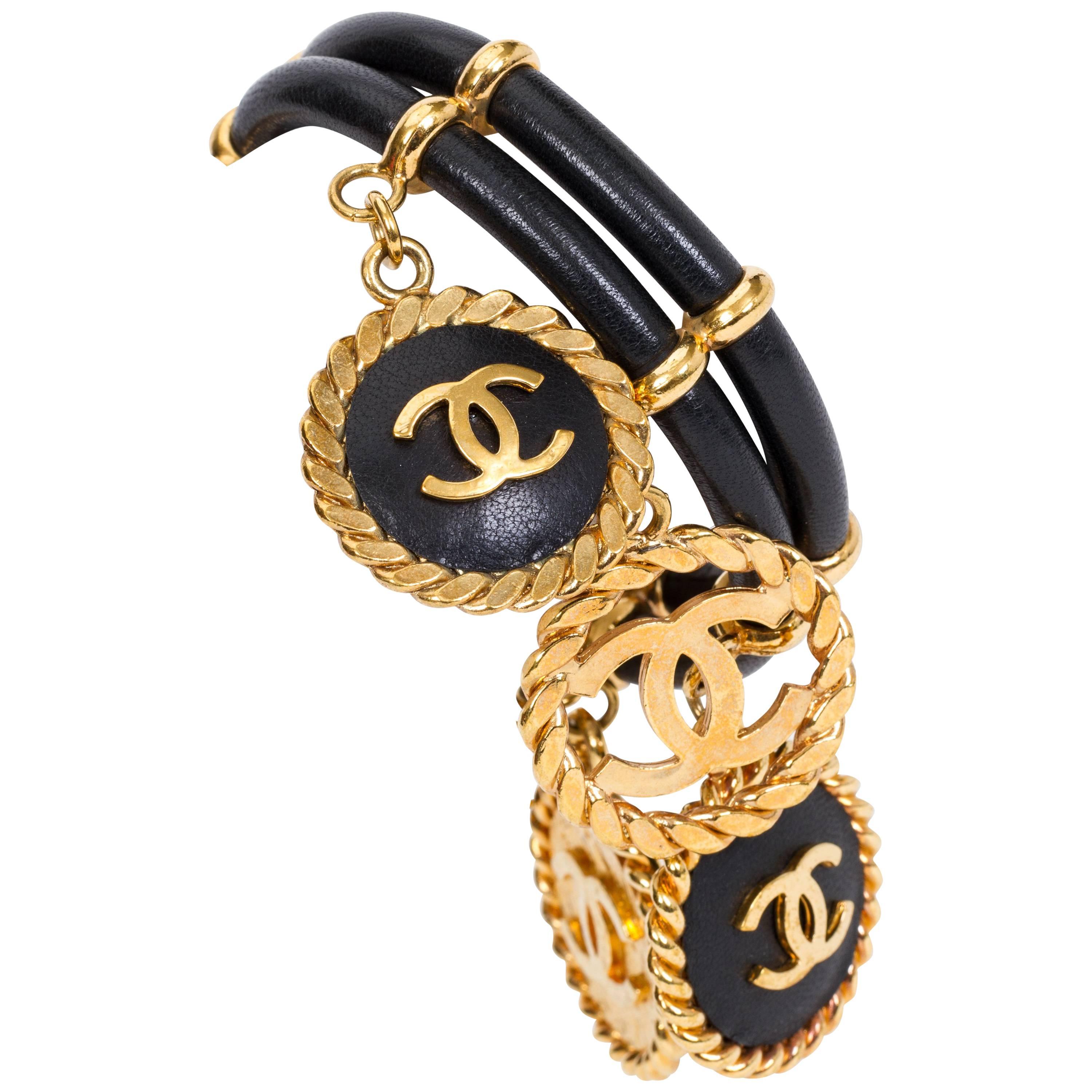 Chanel Rare Leather & Coin Bracelet