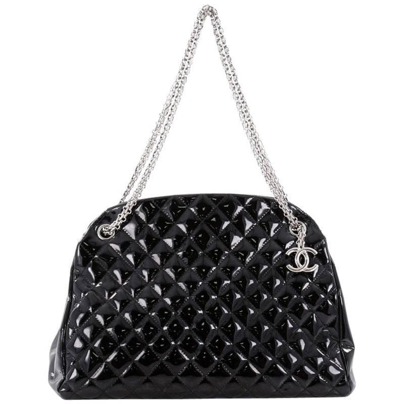 Chanel Just Mademoiselle Handbag Quilted Patent Large