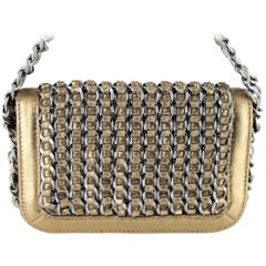 Small CHANEL 'Jewelry' Flap Bag in Bronze Gilded Leather