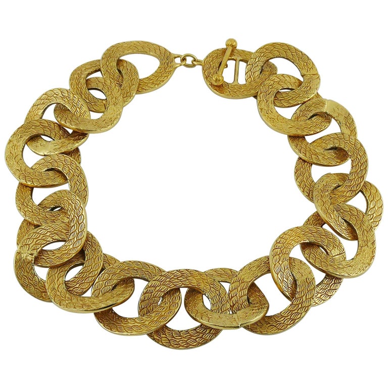 Balenciaga Vintage Gold Toned Link Necklace at 1stDibs
