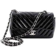 Chanel Classic Single Flap Bag Chevron Patent Mini at 1stDibs