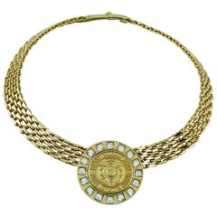 Pierre Balmain Vintage Jewelled Medallion Crest Necklace 