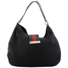 Used Gucci New Ladies Web Hobo GG Canvas Large