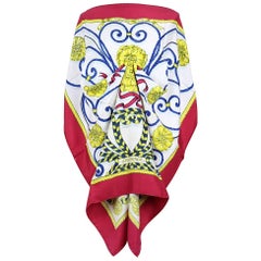 Foulard en soie Hermès JOUVENCE par Leila Menchari, blanc, rouge et bleu, premier numéro 1968