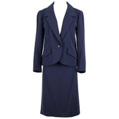 Christian Dior Haute Couture numerato, abito con gonna in lana blu, primavera/estate 1989
