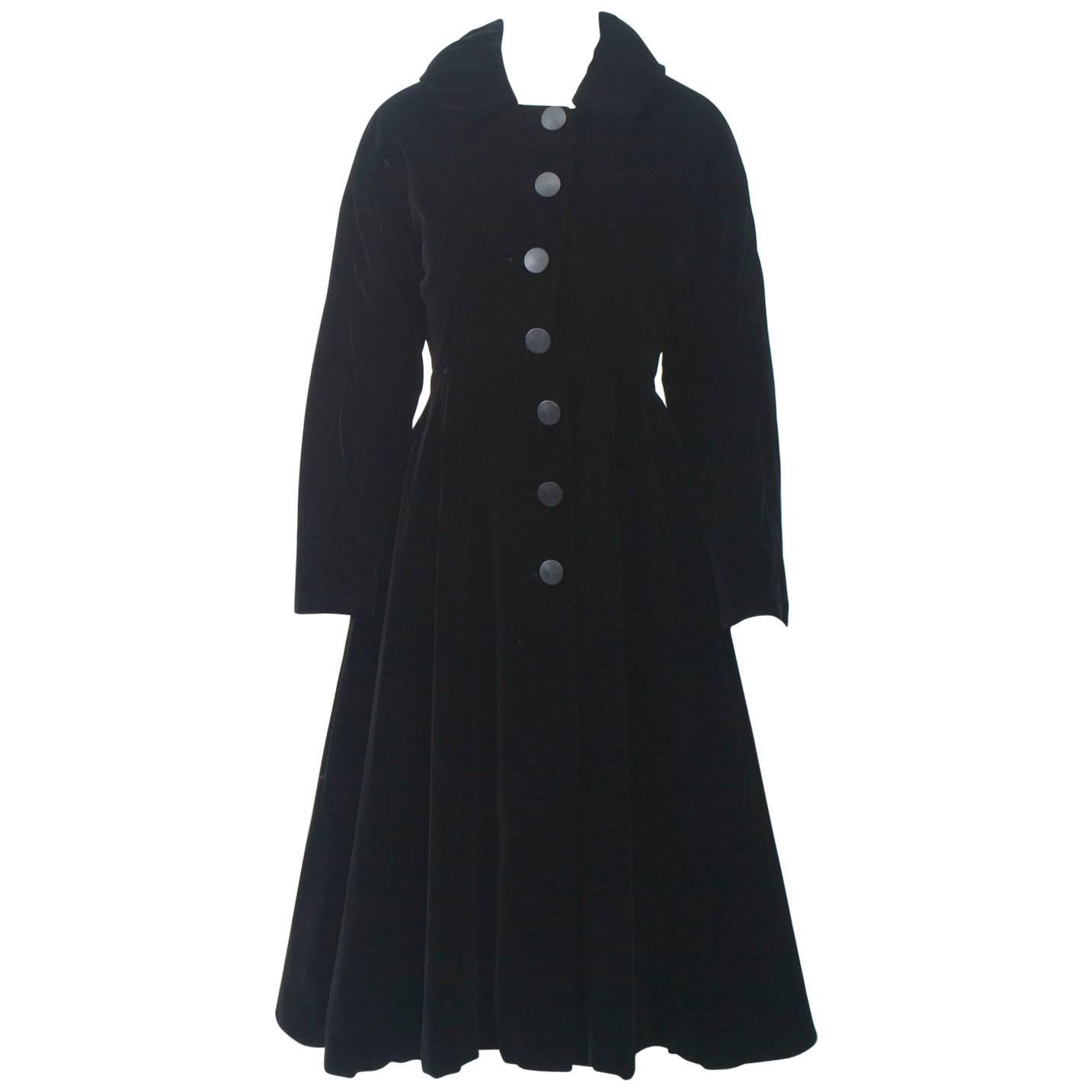 1950s Black Velvet Coat For Sale