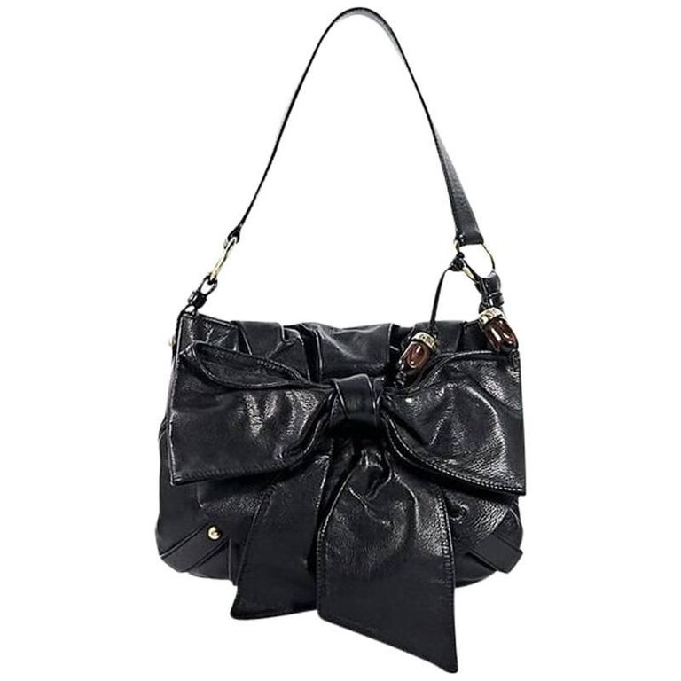 Black Yves Saint Laurent Bow Shoulder Bag For Sale at 1stDibs