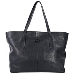 Black Tod's Pebbled Leather Tote Bag