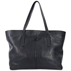 Black Tod's Pebbled Leather Tote Bag