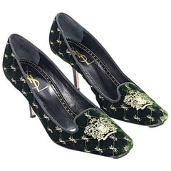 Emerald Green Yves Saint Laurent Velvet Pumps